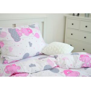 Lenjerie de pat din bumbac pentru pătutul Hipopotam roz
