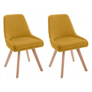 Set de 2 scaune Rudi, tesatura, stejar, mustar, 50x58x82 cm