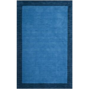 Covor Unicolor Mandala, Lana, Albastru, 90x150