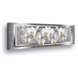 Tablou GLIX - White Flower Decoration in Silver Background 45x145 cm