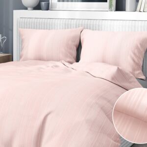 Goldea lenjerie de pat din damasc cu dungi deluxe - roz 240 x 200 și 2buc 70 x 90 cm