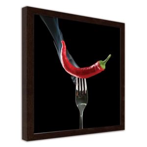 CARO Imagine în cadru - Chili Pepper On A Fork 20x20 cm Maro