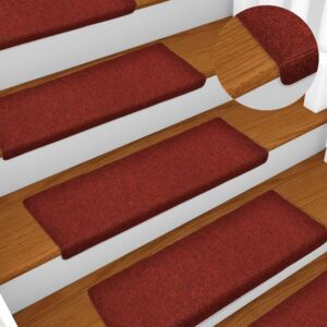 Covorașe scări, 10 buc., roșu bordo, 65x25 cm, cusătură punch