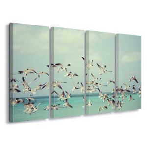 GLIX Tablou - Vintage Seagulls 4 x 30x80 cm