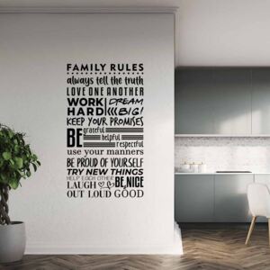 Autocolant de perete GLIX - Family rules Negru 100x50 cm