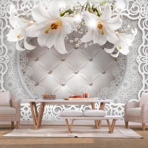 Fototapet Bimago - Lilies and Quilted Background + Adeziv gratuit Fototapet nețesute - 250x175cm