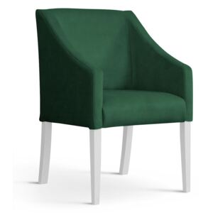 Fotoliu fix tapitat cu stofa, cu picioare din lemn Capri Green / White, l58xA60xH89 cm
