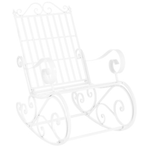 Scaun balansoar din metal, alb, pentru gradina- vintage, alb