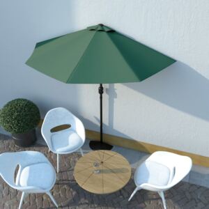 Umbrelă de soare pentru balcon, tijă aluminiu, verde, 270x135cm