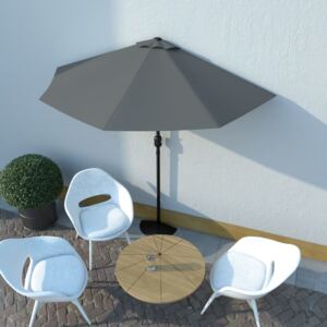 Umbrelă de soare de balcon, tijă aluminiu, antracit, 270x135 cm