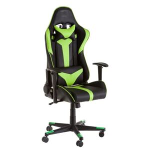 Scaun ajustabil negru/verde din piele ecologica pentru birou Gamer Studio Black Green Unimasa