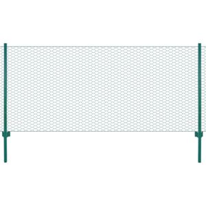 Gard din plasă de sârmă cu stâlpi, verde, 25 x 1 m, oțel
