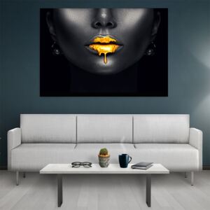 Tablou canvas Gold Lips 100x70 cm
