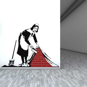 Autocolant de perete GLIX - Banksy "Maid" Negru și roșu 120 x 85 cm