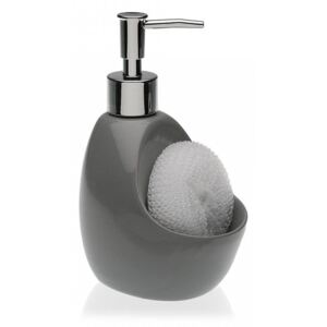 Dispenser sapun lichid gri din ceramica 6x18,8 cm Soap Scourer Versa Home