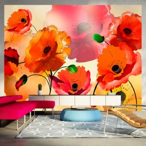 Fototapet Bimago - Velvet poppies 200x154 cm