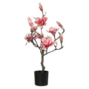 Copac magnolie artificial roz cu aspect 100% natural, 60 cm