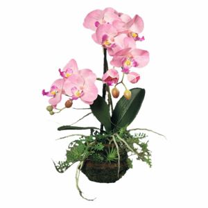Orhidee artificială cu aspect 100% natural în bol de pământ, 45 cm