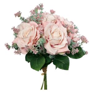 Buchet trandafiri roz prăfuit, 25 cm