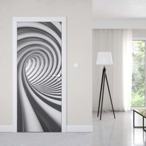 GLIX Tapet netesute pe usă - 3D Swirl Tunnel Black And White