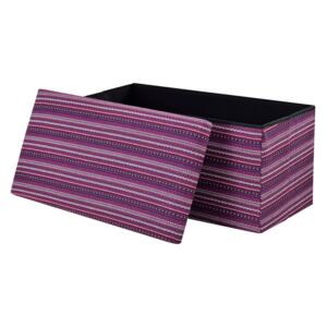 [en.casa]® Puff - scaun rabatabil Marime XXL - MDF/poliester, 76 x 38 cm,tricot colorat nuante roz cu compartiment pentru depozitare