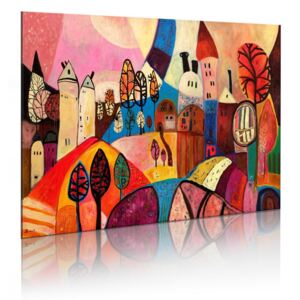 Mână pictată imagine Bimago - Village in autumn colors 90x60 cm