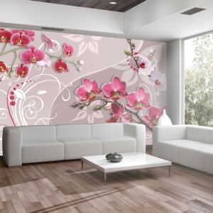 Fototapet Bimago - Flight of pink orchids 200x140 cm