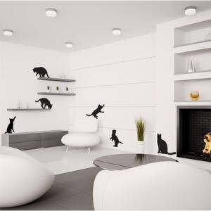 Autocolant de perete GLIX - Naughty cats Negru set 6 ks 30 x 30 cm