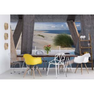 Fototapet - Beach 3D Modern View Concrete Vliesová tapeta - 416x254 cm