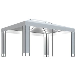 Pavilion cu șir de lumini, alb, 3x4 m