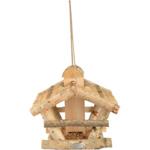 Hrănitoare suspendată din lemn pentru păsări Esschert Design, înălțime 27,5 cm