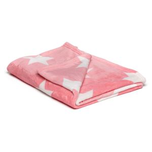 Pătură din micropluș My House Stars, 150 x 200 cm, roz-alb