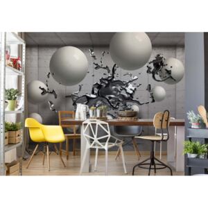 Fototapet - 3D Abstract Design Molten Metal Balls Vliesová tapeta - 416x254 cm