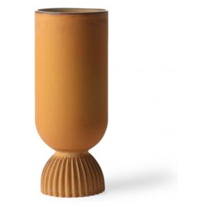 Vaza portocalie din ceramica 25 cm Rustic Ribbed Base HK Living