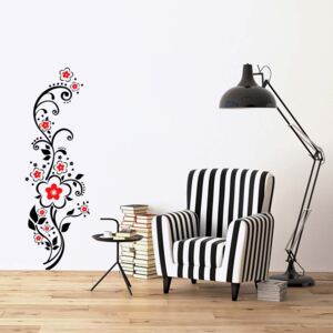 Autocolant de perete GLIX - Floral decoration X. Negru și roșu 30 x 100 cm