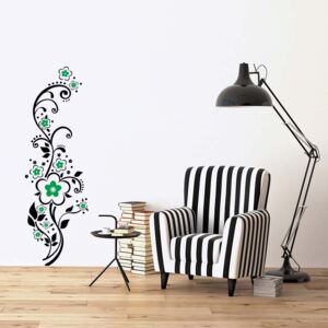 Autocolant de perete GLIX - Floral decoration X. Negru și verde 30 x 100 cm
