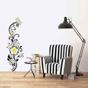 Autocolant de perete GLIX - Floral decoration X. Negru și galben 30 x 100 cm