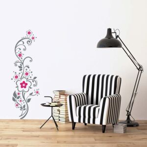 Autocolant de perete GLIX - Floral decoration X. Gri și roz 30 x 100 cm