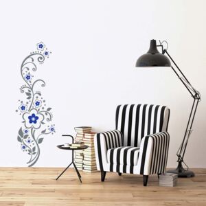 Autocolant de perete GLIX - Floral decoration X. Gri și albastru 30 x 100 cm