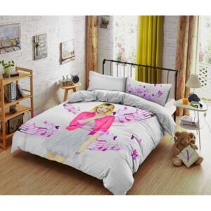 Lenjerie de pat copii Violetta fundal roz ( stoc limitat )