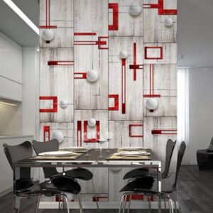 Tapet Bimago - Concrete, red frames and white knobs rulou 50x1000 cm