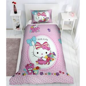 Lenjerie de pat copii Hello Kitty flowers