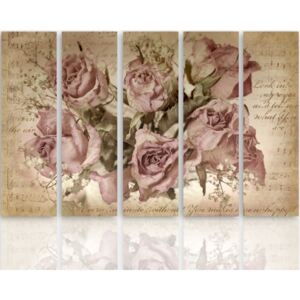 CARO Tablou pe pânză - Roses On The Background Of Music Notation 100x70 cm