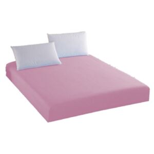 Husa de pat bumbac 100%, din tricot,cu elastic, 120x200cm roz