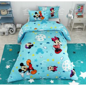 Lenjerie de pat copii Mickey si Minnie stars fundal albastru