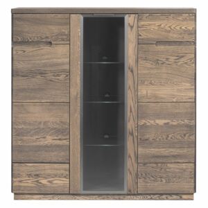 Comodă cu 3 uși/ minibar Szynaka Meble Negro, decor lemn de stejar cenușiu