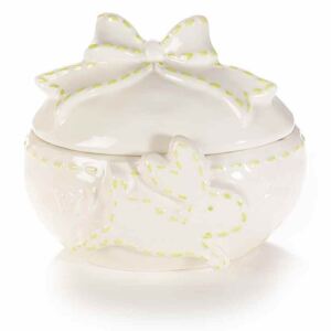 Ou Paste ceramica model Iepuras alb verde cm 16 x 12 cm x 14 H