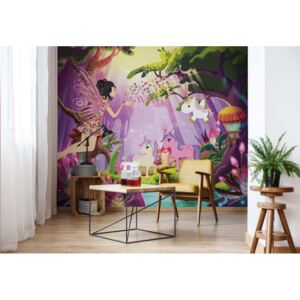 GLIX Fototapet - Unicorns And Fairies In The Forest Vliesová tapeta - 254x184 cm