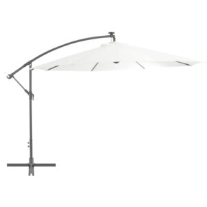 Umbrelă de consolă cu LED și stâlp de metal, nisipiu, 350 cm