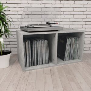 Cutie de depozitare vinyl-uri, gri beton, 71 x 34 x 36 cm, PAL